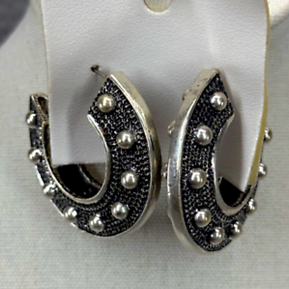Free People Western Style , Antique Gold studded Hoop Earrings NWT